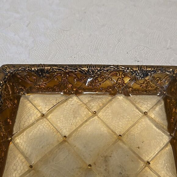 Elegant Brown and Gold  Trinket Tray Vintage - Picture 7 of 11